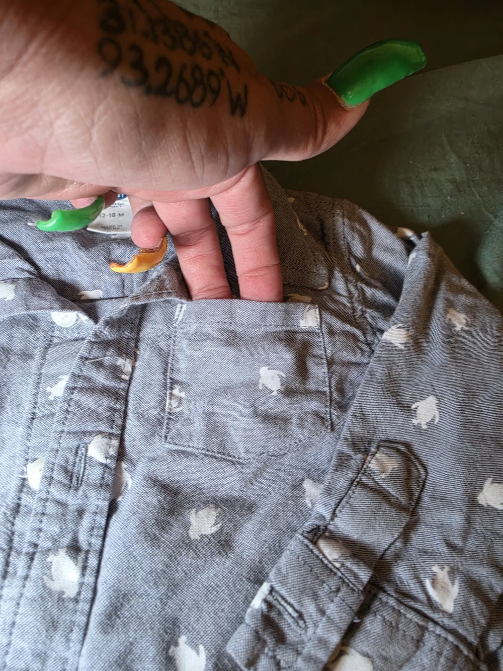 Carter's Blue Penguin-Print Button-Up Shirt for Kids
